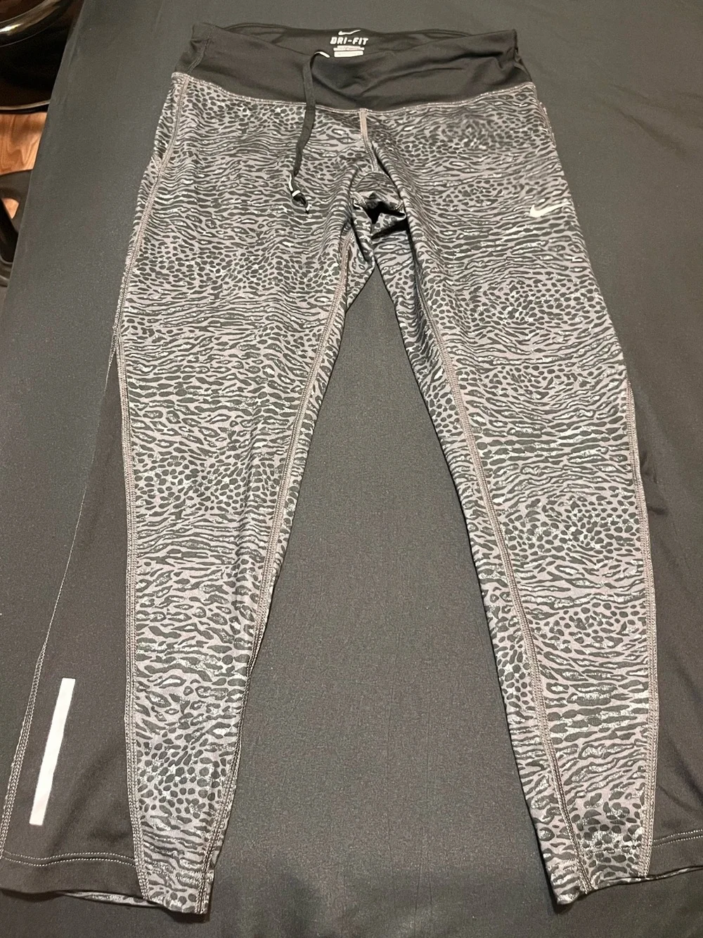 Nike Black and Gray Running Shorts with Drawstring Waist